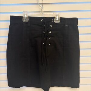 Forever 21 Black Tie Front Pencil Mini Skirt